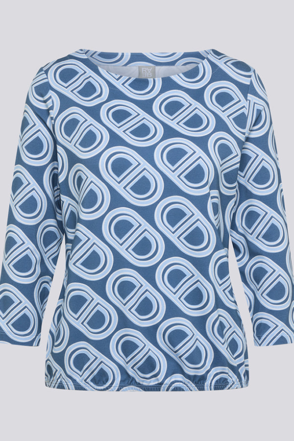 BLUE WHITE OVAL PATTERN LONG SLEEVE SHIRT