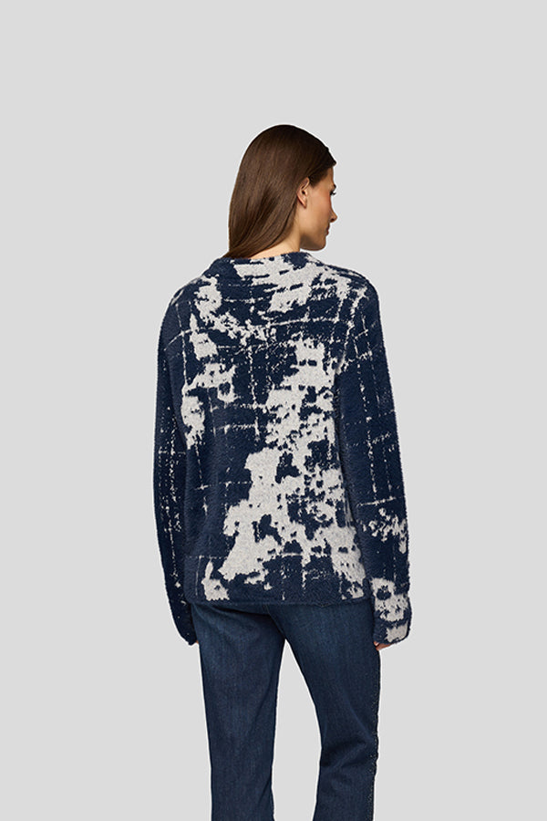 BLUE ABSTRACT PATTERN SWEATER