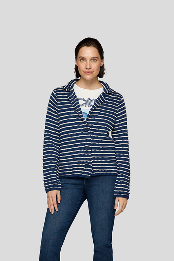 BLUE STRIPED BUTTON UP JACKET