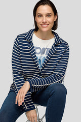 BLUE STRIPED BUTTON UP JACKET