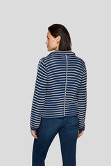 BLUE STRIPED BUTTON UP JACKET