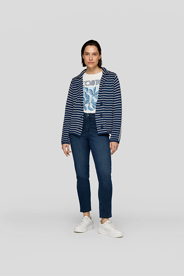 BLUE STRIPED BUTTON UP JACKET