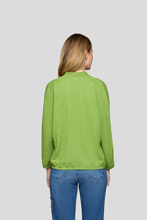 GREEN V NECK LONG SLEEVE SHIRT