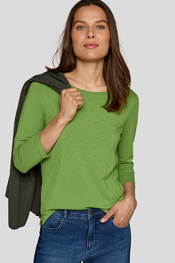 GREEN THREE QUARTER SLEEVE SHIRT
