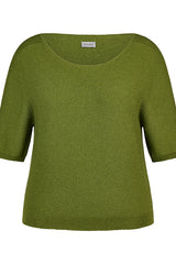 GREEN SHORT SLEEVED KNIT TOP