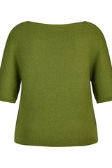 GREEN SHORT SLEEVED KNIT TOP