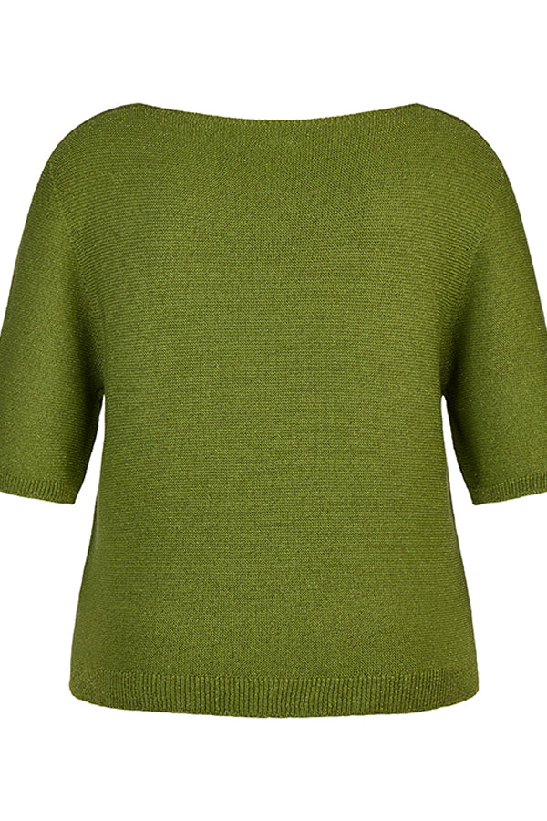 GREEN SHORT SLEEVED KNIT TOP