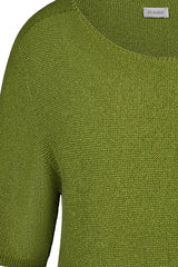 GREEN SHORT SLEEVED KNIT TOP