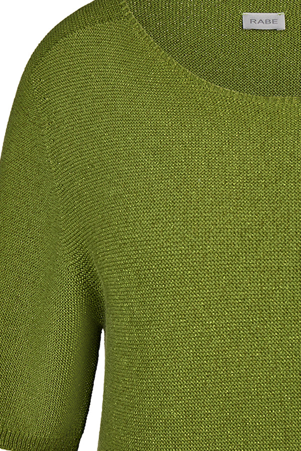 GREEN SHORT SLEEVED KNIT TOP