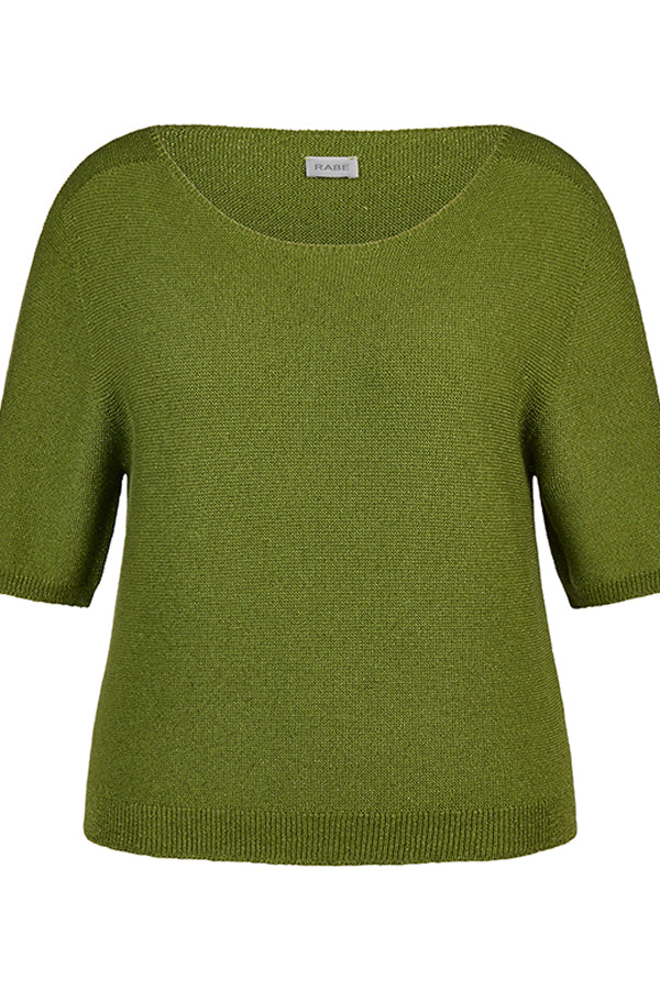 GREEN SHORT SLEEVED KNIT TOP