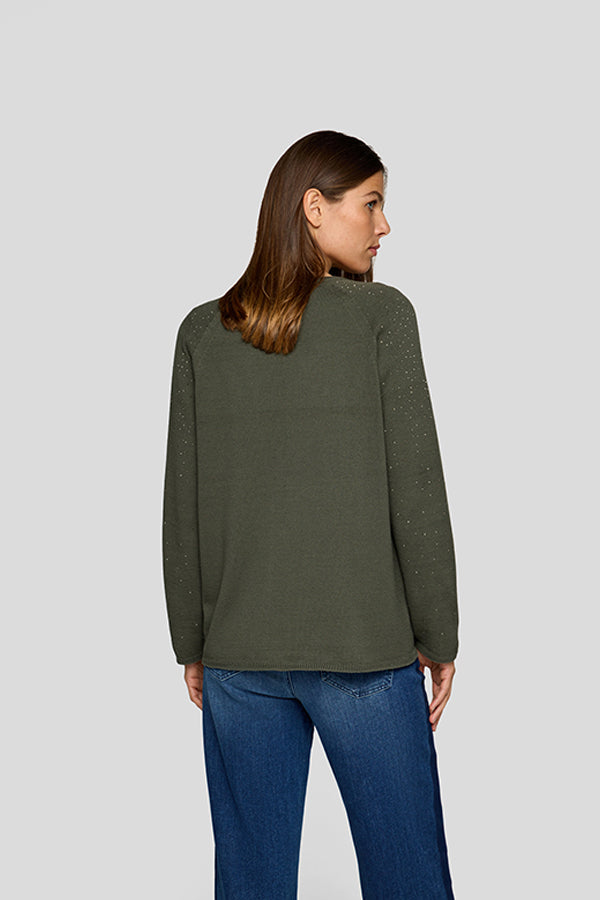 GREEN OPEN FRONT KNIT CARDIGAN