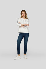 WHITE ABSTRACT FRONT GRAPHIC LIGHT LONG SLEEVE SHIRT