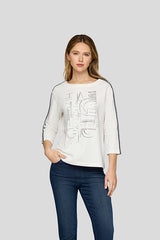 WHITE ABSTRACT FRONT GRAPHIC LIGHT LONG SLEEVE SHIRT