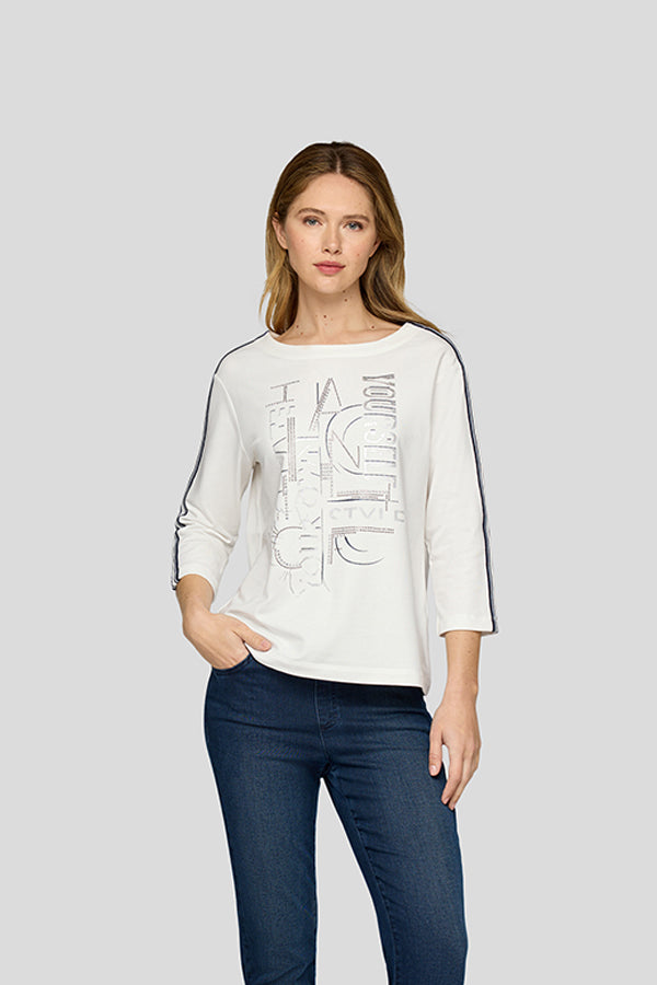 WHITE ABSTRACT FRONT GRAPHIC LIGHT LONG SLEEVE SHIRT