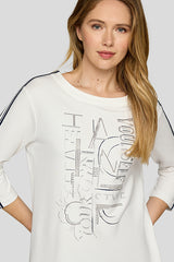 WHITE ABSTRACT FRONT GRAPHIC LIGHT LONG SLEEVE SHIRT