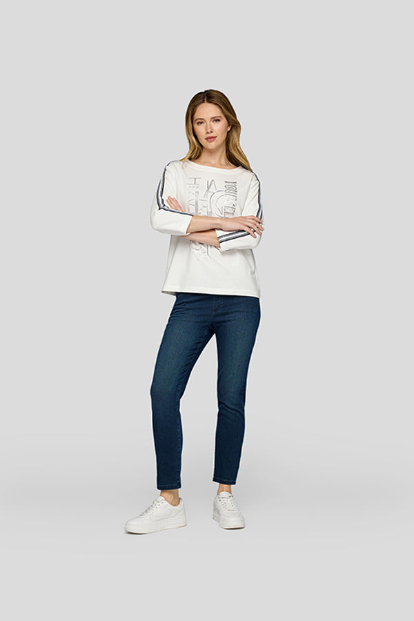 WHITE ABSTRACT FRONT GRAPHIC LIGHT LONG SLEEVE SHIRT