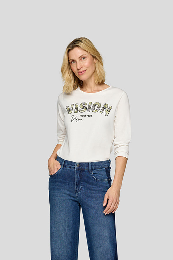 WHITE BOLD TYPOGRAPHY LONG SLEEVE SHIRT