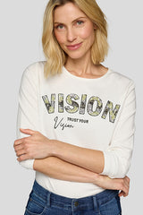 WHITE BOLD TYPOGRAPHY LONG SLEEVE SHIRT