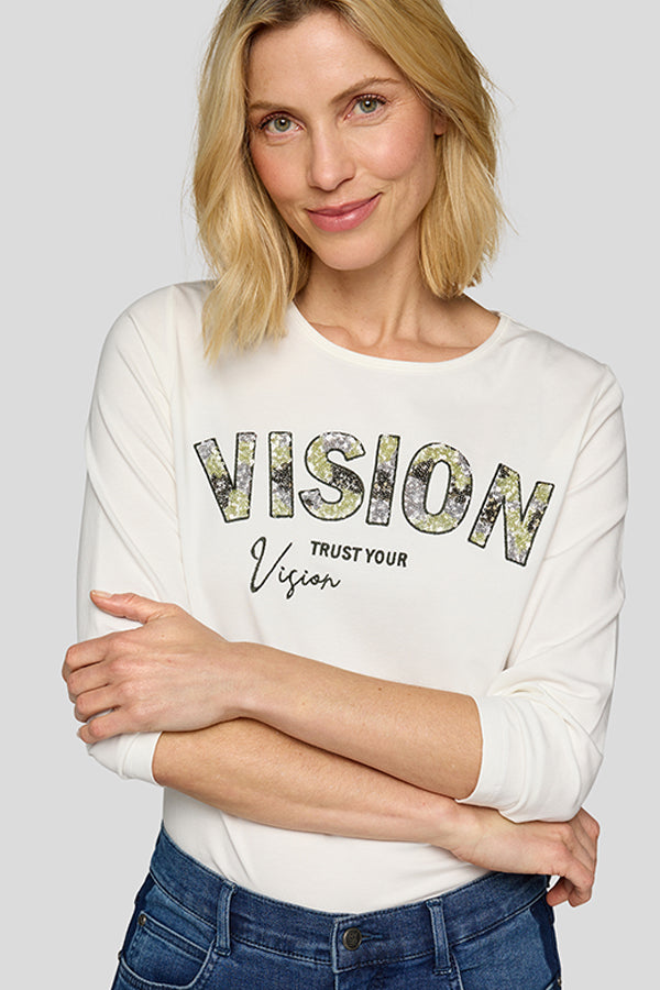 WHITE BOLD TYPOGRAPHY LONG SLEEVE SHIRT