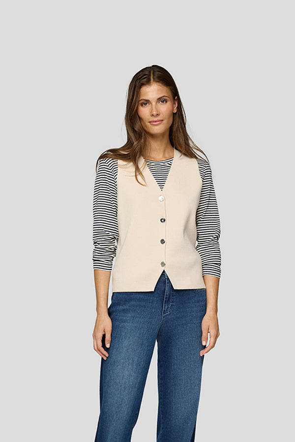 WHITE BUTTON UP V NECK VEST