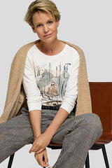 WHITE SNOWY LANDSCAPE PRINT LONG SLEEVE SHIRT