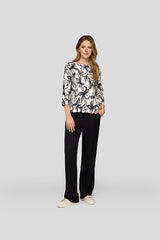 WHITE FLORAL PATTERN LONG SLEEVE SHIRT