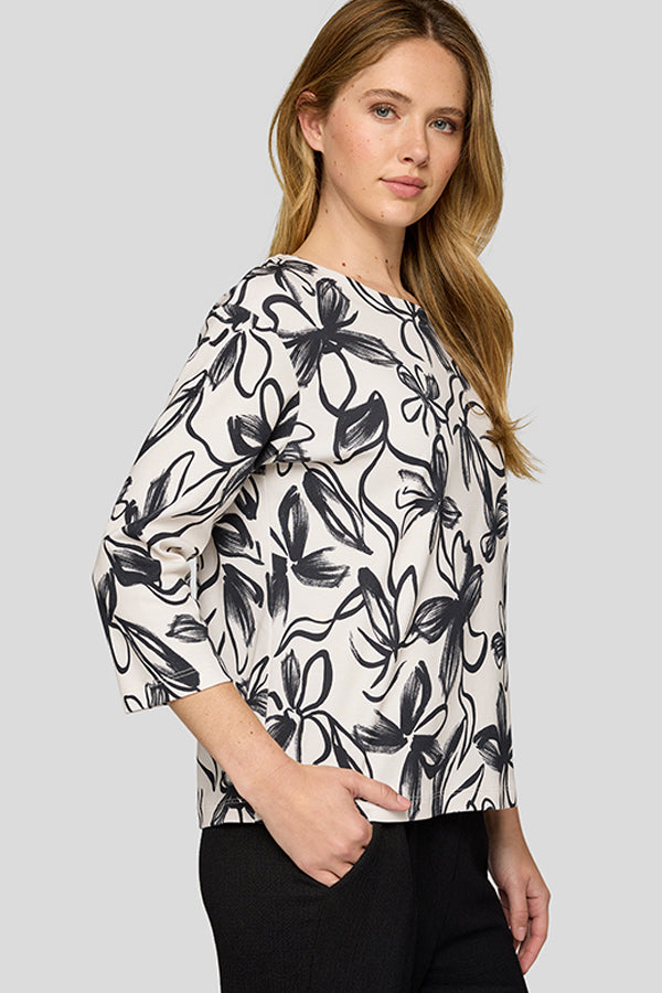 WHITE FLORAL PATTERN LONG SLEEVE SHIRT