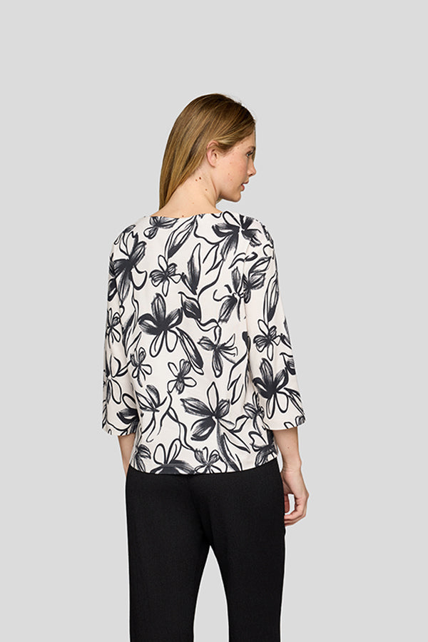WHITE FLORAL PATTERN LONG SLEEVE SHIRT