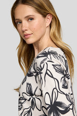 WHITE FLORAL PATTERN LONG SLEEVE SHIRT