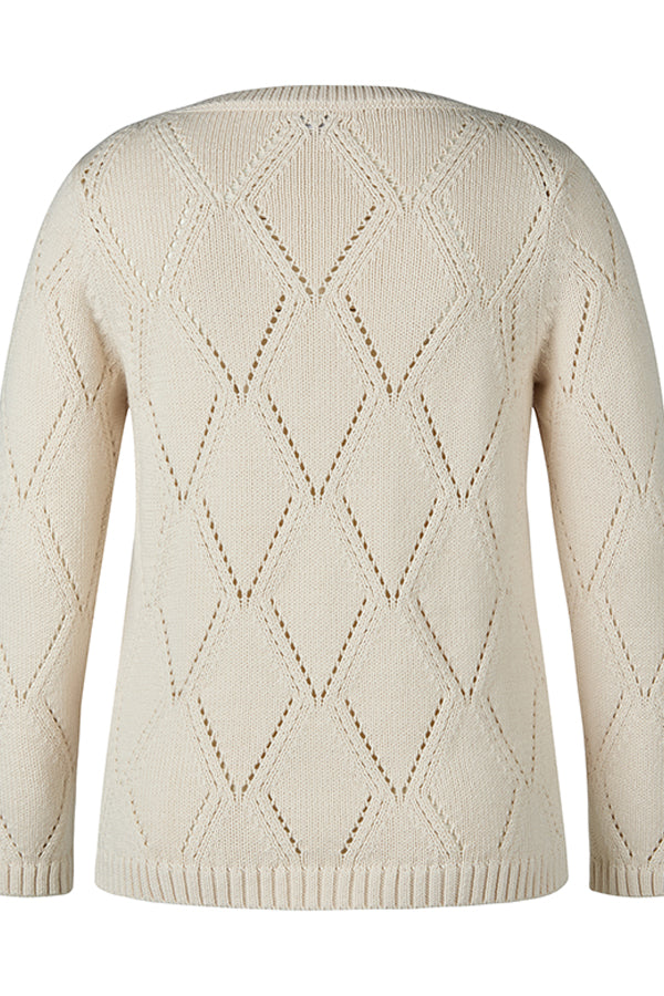 WHITE DIAMOND KNIT SWEATER