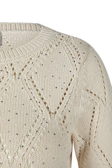 WHITE DIAMOND KNIT SWEATER