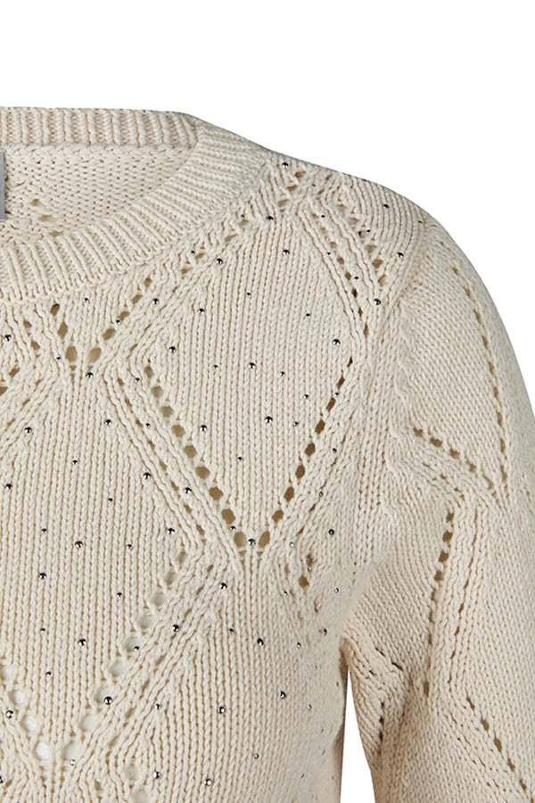 WHITE DIAMOND KNIT SWEATER