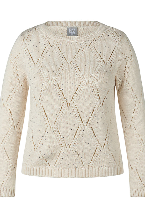 WHITE DIAMOND KNIT SWEATER