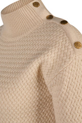 WHITE TURTLENECK KNIT SWEATER