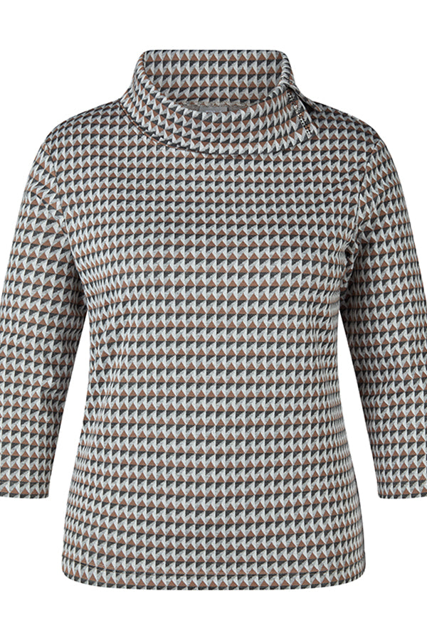 CASUAL HIGH NECK THREE QUARTER SLEEVE TOP