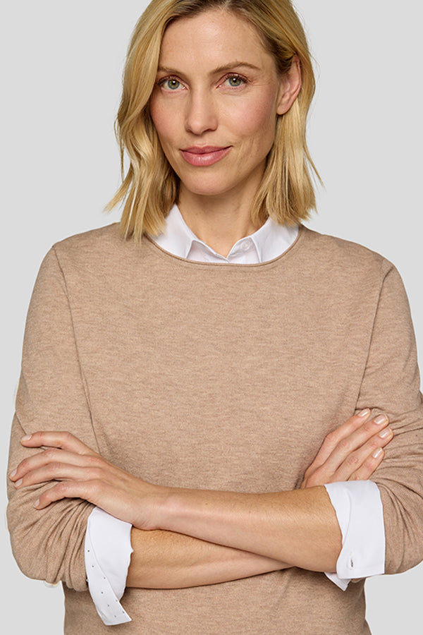 BEIGE LONG SLEEVE SWEATER