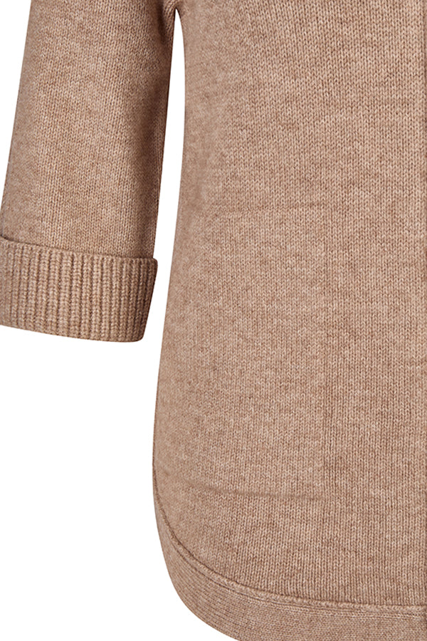 BEIGE HIGH COLLAR ZIP UP JACKET
