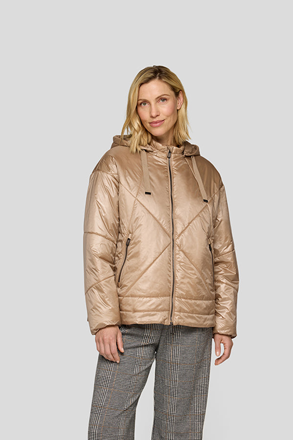 BEIGE QUILTED PUFFER JACKET