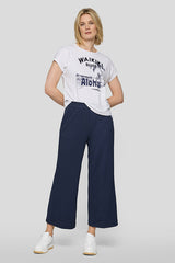 FRONT PRINT SIDE RUCHING T-SHIRT