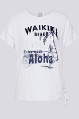 FRONT PRINT SIDE RUCHING T-SHIRT