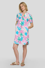 FLORAL PRINT TIE-NECK DRESS