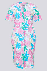 FLORAL PRINT TIE-NECK DRESS