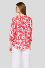ABSTRACT PRINT LONG SLEEVE BLOUSE