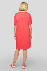 TIE-NECK SHORT SLEEVE DRESS