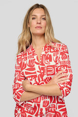 ABSTRACT PRINT SHIRT DRESS