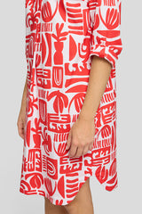 ABSTRACT PRINT SHIRT DRESS