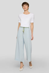 BRAIDED DRAWSTRING WIDE LYOCELL TROUSERS