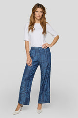 ALL-OVER PRINT WIDE LEG LYOCELL TROUSERS