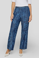 ALL-OVER PRINT WIDE LEG LYOCELL TROUSERS