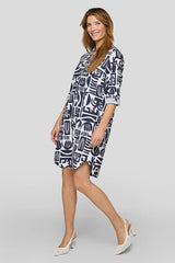 GRAPHIC ALL-OVER PRINT LOOSELY CUT DRESS